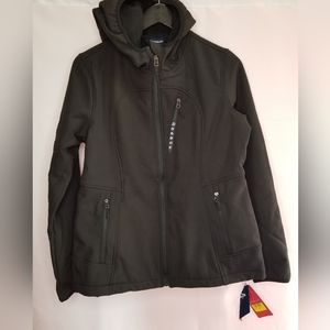 REEBOK  |  Black Hooded Zip-Up Jacket (Size: Medium)